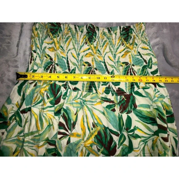 Torrid Womens Plus Size 2 Tropical Palm Leaf Smocked Strapless Midi Dress - Picture 7 of 11